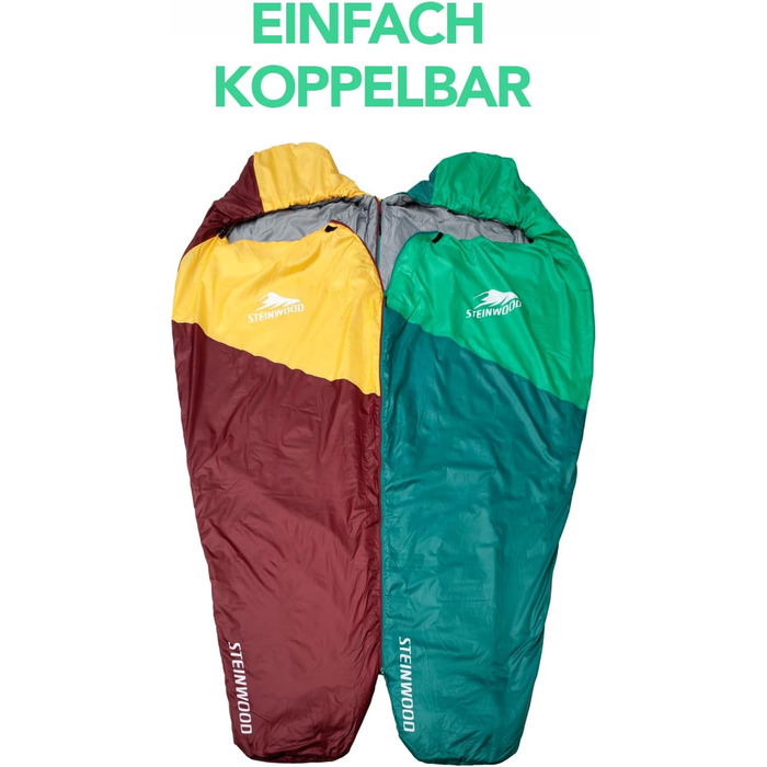 Спальний мішок Steinwood Premium, надзвичайно широкий, 3-4 сезони, 210 см - спальний мішок для вулиці, спальний мішок для мами, спальний мішок-кабінка, літній - зелений - двостороння блискавка