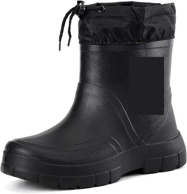 Чоловічі гумові чоботи, гумові чоботи середньої висоти, водонепроникні, робочі чоботи, рибальські чоботи, чоловічі гумові черевики, теплі, чорний оксамит, розмір 42 EU