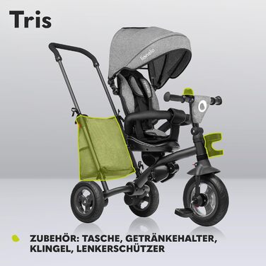 В1 триколісний велосипед і коляска, складається для дітей від 1,5 років до 25 кг, сидіння з функцією повороту на 180 градусів, рег