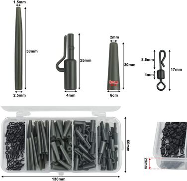 Набір аксесуарів для риболовлі на коропа KLYNGTSK, 120 шт., вертлюги, затискачі для поводка для коропа, вертлюги, ловля коропа з ящиком для зберігання