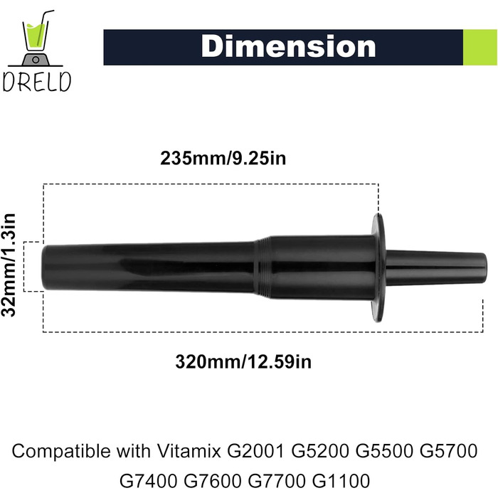 Тампер Заміна інструменту для Vitamix Classic 64 унції Аксесуари для змішувального поршня Прискорювач Імпортований інструмент Сумісний з Vitamix Standard 64 унції. Змішувач