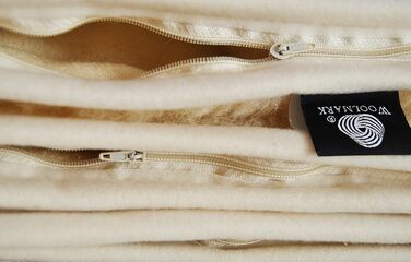 Подушка з мериносової вовни з етикеткою якості, подушка для сну, 900 г мериносової вовни, 40 x 80 см, натуральна вовна, 1 шт.