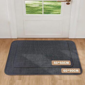 Килимок для внутрішніх дверей 60 x 90 см, килимок, що миється, вбираючий килимок, нековзний килимок, тонкий вхідний килимок для використання всередині приміщень, для вхідних дверей, темно-сірий 60 x 90 см (прямокутний)