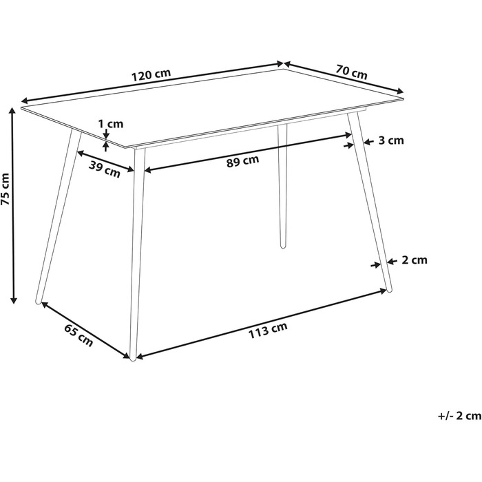 Обідній стіл Beliani із загартованого скла з глянцевою стільницею, мармуровим ефектом та золотими ніжками Mulga.