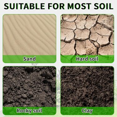 Бурильний свердло SYITCUN 10x60 см для твердого та кам'янистого ґрунту, важкий бур для посадки рослин з подвійним заточуванням, садовий спіральний бур та копач ям, сумісний з патронами 3/8 з шестигранним хвостовиком