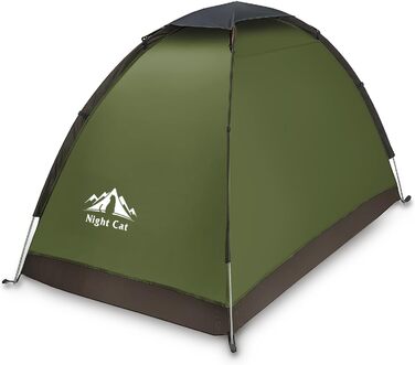 Намет кемпінговий прямокутний 1-місний Night Cat Quick Tent – 4-сезонний, водостійкість 3000 мм, легкий, темно-зелений