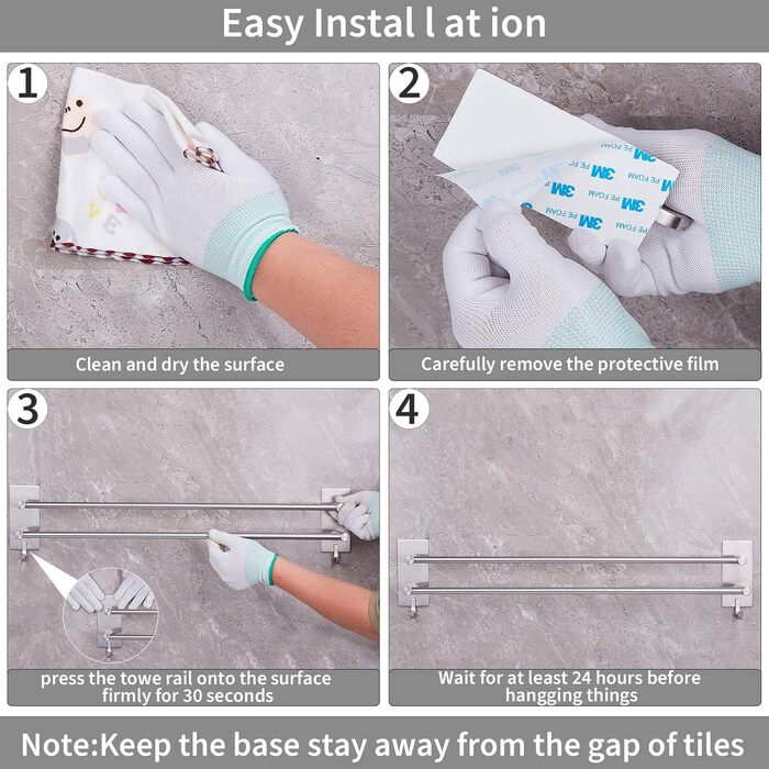 Полотенцесушитель без свердління Полотенцесушитель для ванної Нержавіюча сталь Полотенцесушитель для чаю Самоклеючий Полотенцесуши