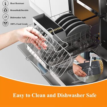 Аксесуари для фритюрниці Ranedo, аксесуари для фритюрниці для Ninja Dual AF300EU AF400EU та подвійної фритюрниці 7.6 л - 9.5 л, силіконові вставки для фритюрниці, шампури та стійка чорна