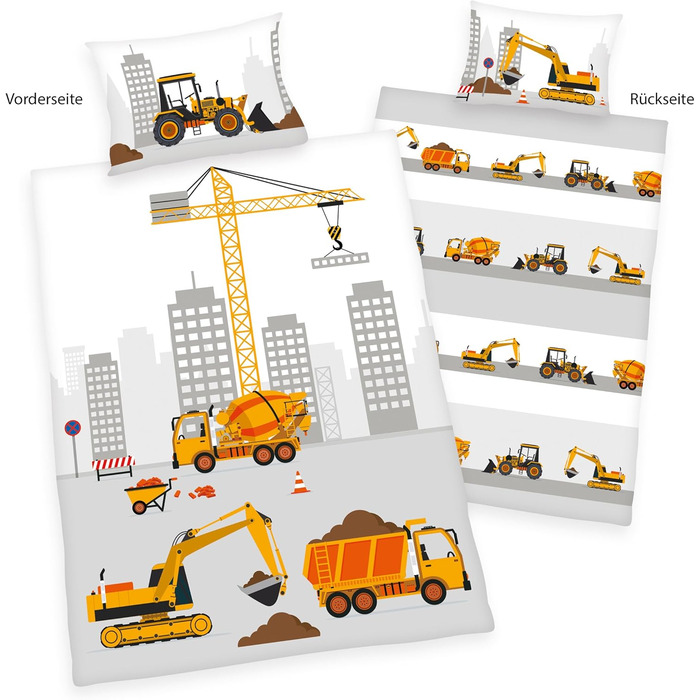 Комплект дитячої постільної білизни Herding Baby Best, двосторонній мотив Jana Baustelle, підковдра 100 x 135 см, наволочка 40 x 6