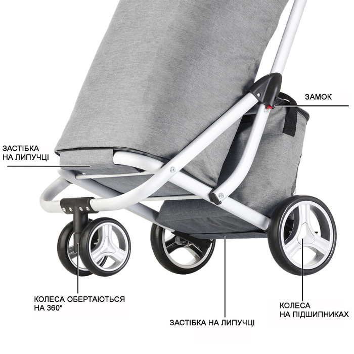 Сумка-візок ShoppingCruiser 3 Wheels 72 Grey (604362)