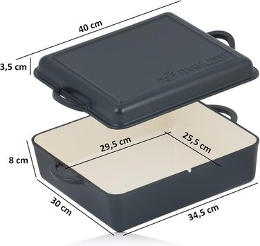 Чавунна емальована жаровня Mahlzeit 10,5 л Blue Berry жаровня 2в1 зі сковородою жаровня з кришкою, безпечна для духовки, емальован