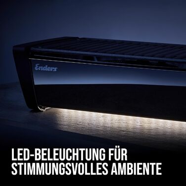 Настільний вугільний гриль Enders Aurora Mirror Black з вентилятором, портативний кемпінговий гриль для відкритого повітря з LED-підсвіткою, 47 x 26 x 13,5 см, 1365 Чорний