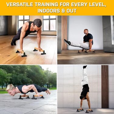 Ручки для віджимань Double Circle Parallettes з дерев&39яними ручками - Спорядження для калістеніки - Нековзні перекладини для калістеніки з ручками - Бруси для віджимань, ручки для віджимань, ручки для стійки на руках