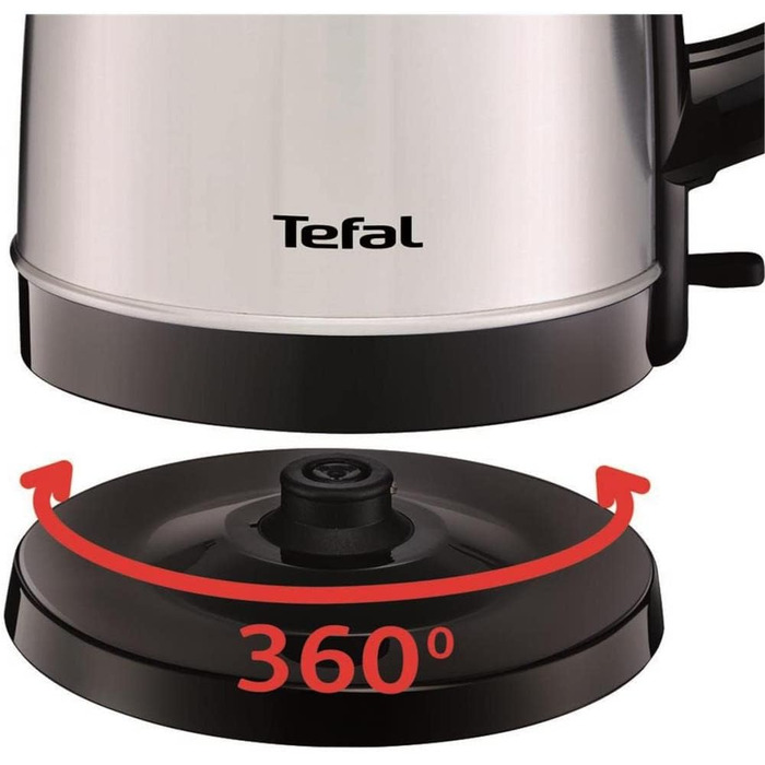 Чайник Tefal KI150D 1,7 літрів 2400 Вт Бездротовий зв'язок Розетка 360 Знімний фільтр проти накипу Нержавіюча сталь/ Чорний Одинарний