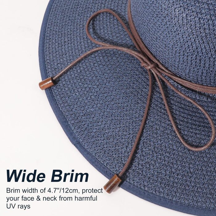 Жіночий солом&39яний капелюх з широкими полями DRESSHOW, складний пляжний капелюх від сонця, UPF 50