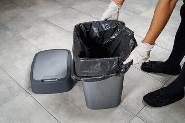 Екологічні пакети для сміття зі шнурком, 35 л, преміум-пакет для сміття, стійкий до розривів, герметичний, 23 мкм, 50x60 см, чорний, 15 пакетів для сміття в рулоні, 6 рулонів