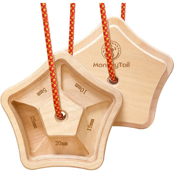 Дошка для скелелазіння MonkeyTail Hangboard для посилення хвата, виготовлена з дерева, для використання в приміщенні та на вулиці