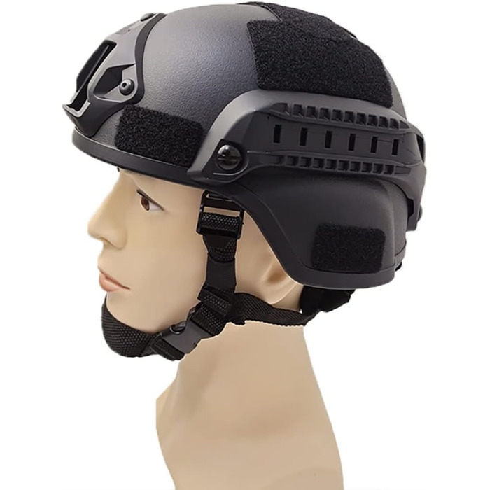 Шолом Fast, з м&39якою підкладкою, 22.05-23.62 дюйма, універсальний розмір, шолом для страйкболу/пейнтболу, регульована бічна планка, кріплення для NVG, захисний від ударів для полювання, чорний