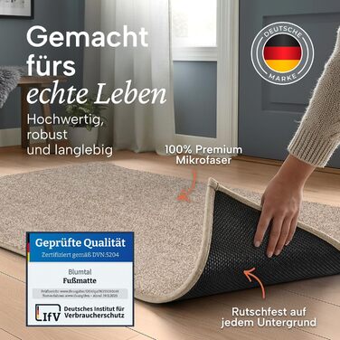 Килимок для дверей Blumtal 50x80 см - Килимок для бруду з мікрофібри з водонепроникною підкладкою з TPR - Нековзний килимок для дверей для приміщень - Високопродуктивний килимок для бруду з мікрофібри - Бежевий килимок для дверей 50 x 80 см (прямокутний)