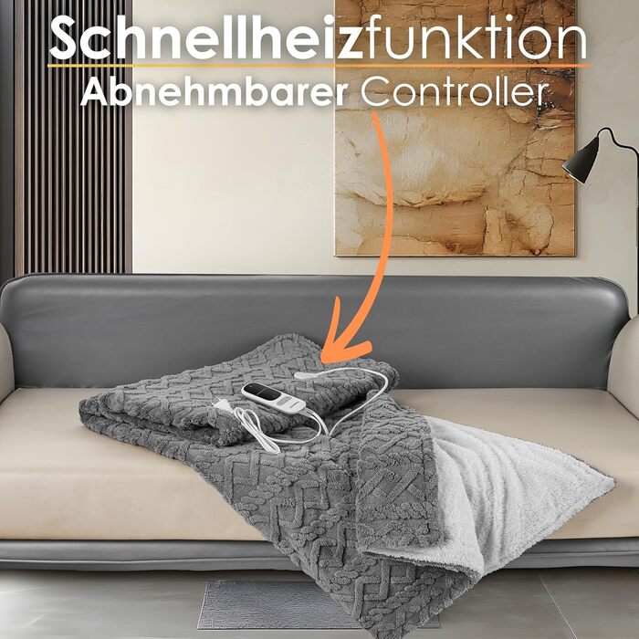 Електрична ковдра з автоматичним вимкненням, м&39яка електрична ковдра 180x130 см, м&39яка ковдра для ліжка або дивана, термоковдра, електрична ковдра з підігрівом, ковдра з підігрівом для ліжка, 9 налаштувань температури, можна прати до 40C