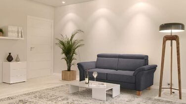 Місний диван Cavadore Ammerland / Диван у сільському стилі з пружинним каркасом / Вкл. регульовані підголівники / 186 x 84 x 93 / Текстурована тканина сірого кольору, 3-