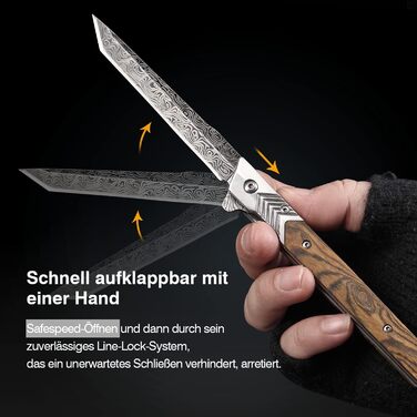 Тонкий складаний ніж, кишеньковий ніж з дерев'яною ручкою, одноручний ніж з піхвами, EDC ніж, ніж для джентльменів, ніж для активн