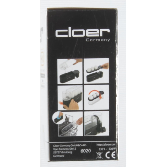 Яйцеварка Cloer 6020, до 3 яєць, знімна переноска для яєць, функція сервіровки, 300 Вт, пластик, чорний