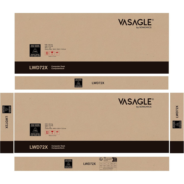 Стіл VASAGLE, Г-подібний комп'ютерний стіл, 138 x 138 x 76 см, кутовий стіл з 2 полицями, компактний офісний стіл, ігровий, домашн