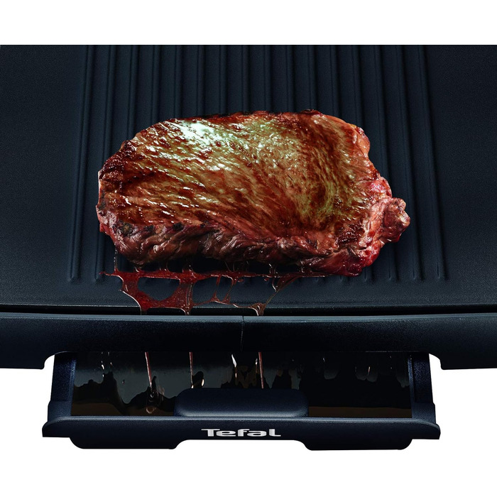 Настільний гриль Tefal Malaga TG3918 Електричний гриль Регульований термостат Сковорода з антипригарним покриттям, гриль 2/3, теппаньякі 1/3 Знімний кабель Тарілка піддон для крапель можна мити в посудомийній машині 2000 Вт