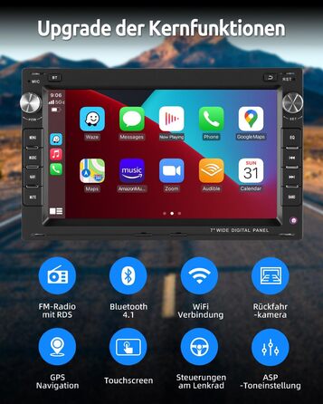 Автомобільне радіо ESSGOO Wireless Carplay та Android 264G Android 14 для VW VW Polo MK3/4 9N Golf 4 Passat B5 T5 Seat Skoda, 7-дюймовий сенсорний екран з Bluetooth FM RDS GPS WiFi