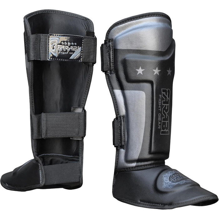 Щитки для гомілок Farabi Sports для дітей, кікбоксингу, ММА, муай-тай захист гомілки для тренувань, спарингу, боксерського спорядження та бойових мистецтв, дитячі, чорні