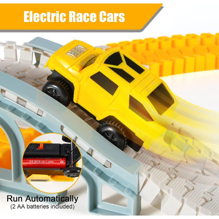 260pcs Car Racing Track 6 Cars Excavator Toy from Toy Cars Highway from 3 4 5 6 Years Boy Girl, Flexible Track Crane Games, Electr