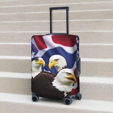 Чохол для валізи Орел і американський прапор, міцний захист для багажу розміру XL (для валіз 45,7 - 81,3 см), чорний