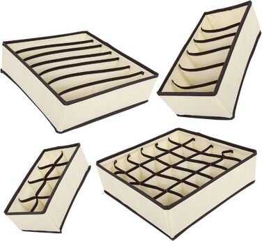 Коробка для зберігання білизни, органайзер, складана, неткане полотно, шухляда, органайзер для шафи для шкарпеток, бюстгальтерів, краваток, рушників, бежевий, комплект з 4 предметів