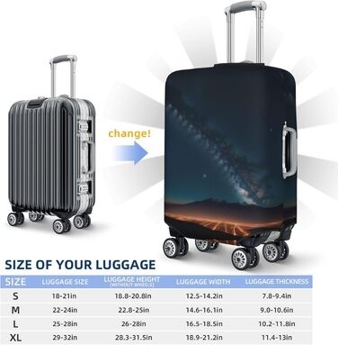 Чохол для валізи Галактична ніч, міцний захист для багажу розміром 45.7-81.3 см, чорний, великий розмір