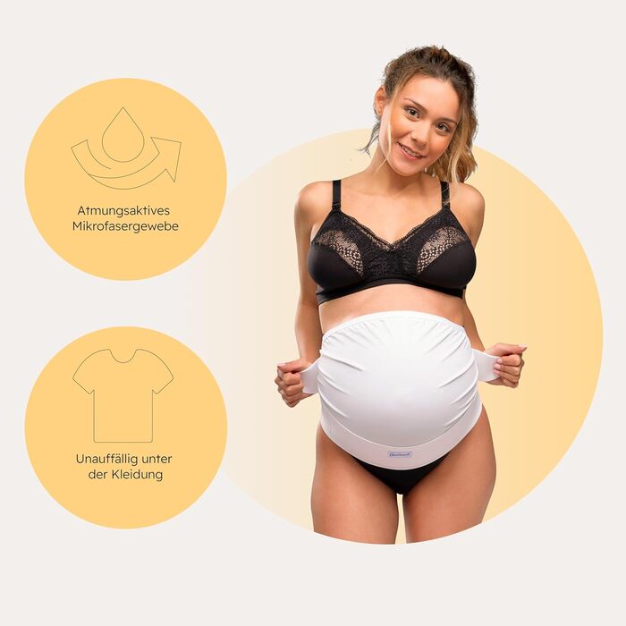 Регульований пояс для вагітних Carriwell Deluxe Еластичний, дихаючий пояс для живота Полегшення болю в спині Максимальна підтримка, комфортний, росте разом з вашим животом, L/XL Білий L/XL