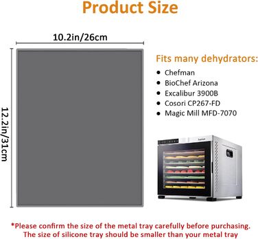 Силіконові дегідраторні листи, 4 шт. и Непригарний дегідратор для дегідратора з силіконовим скребком, щітками, затискачами, сумісний з килимком для випічки з фруктової шкіри Cosori CP267-FD для сушарки для фруктів, без BPA