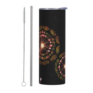 Кухоль з прямою трубочкою, 590 мл, дизайн зірки з кульбаб, друкований, дорожній кухоль, підходить для кемпінгу, офісу та дому