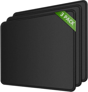 Килимок для миші KTRIO DEB146-Mouse-Pad-Black-3 pack Extend, 3 шт. з протиковзкою гумовою основою та прошитими краями, 275x215 мм (чорний)