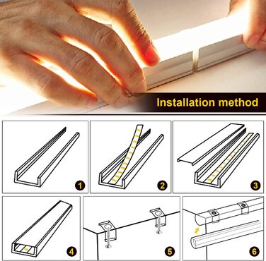 Світлодіодний профіль kefflum 5x1 м, 5 упаковок світлодіодного алюмінієвого профілю V-подібний кутовий профіль Світлодіодні канали з кришкою, торцевими кришками та кріпильними затискачами для світлодіодних стрічок Стрічки/стрічки до 10 мм білі 5 шт. V (10