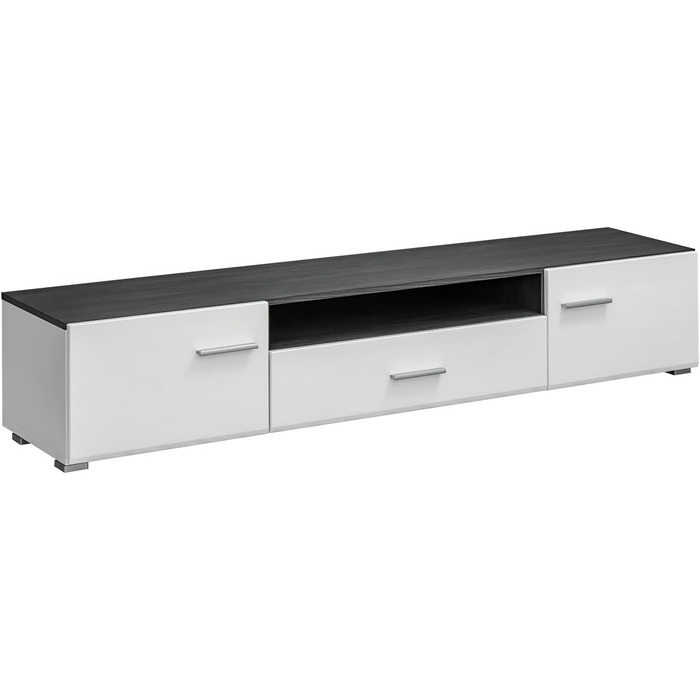 Модульна настінна шафа для вітальні SOLIDO Twin, стінка під телевізор, білий глянець