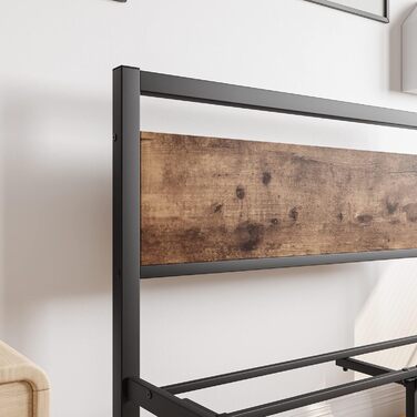 Ліжковий каркас HOJINLINERO Дерев'яне металеве ліжко 90x200 Металевий каркас ліжка з решітчастою рамою, металеве ліжко Vintage Bro