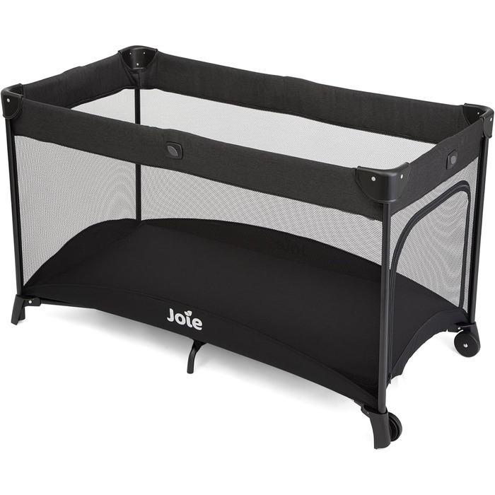 Дорожнє ліжечко Joie Allura 120, компактне, складне, знімне, з блискавкою збоку, з матрацом та сумкою для перенесення, від народження до 3 років (0-15 кг), колір Shale