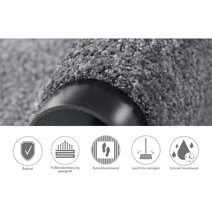 Килимок для входу andiamo Verdi - брудозбірний килимок для входу - ідеально підходить як килимок для приміщень або як килимок для критих відкритих майданчиків - килимок для вхідних дверей 60 x 90 см Сірий 60 x 90 см (Прямокутний) Сірий