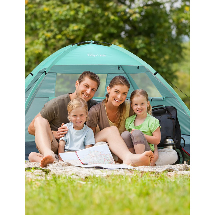 Пляжний намет Glymnis Beach Shelter з 2 дверима на блискавці, захист від ультрафіолету UPF50, вітронепроникний, невеликий розмір у упаковці, пляжний намет для 2-3 осіб