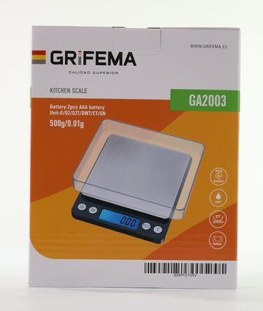 Кухонні ваги GRIFEMA цифрові професійні (висока точність 0,01г-500г) - тонкі ваги з РК-дисплеєм та 2 батарейками, автоматичне збер