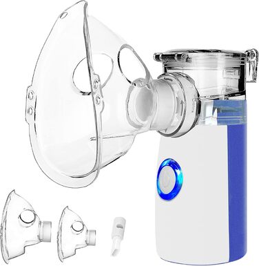 Інгалятор для дорослих Інгалятор для дітей Інгалятор для дітей Небулайзер з маскою для обличчя та мундштуком Функція автоматичного очищення при респіраторних захворюваннях Ефективний (синій)