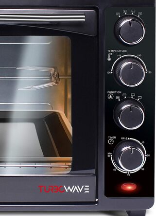 Міні-піч TurboTronic з конвекцією 35л чорна 1600 Вт, міні-піч з 2 деками, таймер, піч для піци, гриль