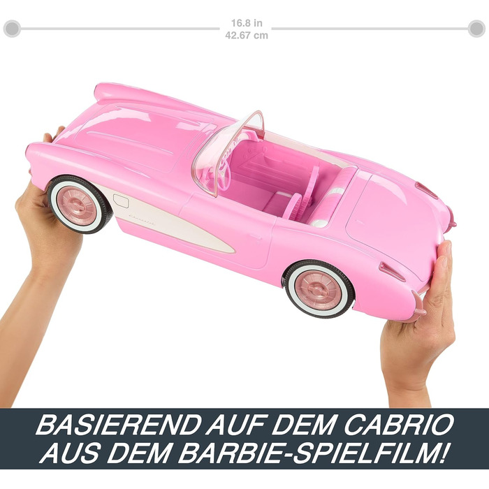 Машинка на радіокеруванні Hot Wheels, R/C Barbie Corvette - дистанційно керований автомобіль, 1956 Corvette Stingray, частота 2,4 ГГц, до 8 км/год, місце для 2 ляльок Барбі, HPW40 Barbie Movie Corvette