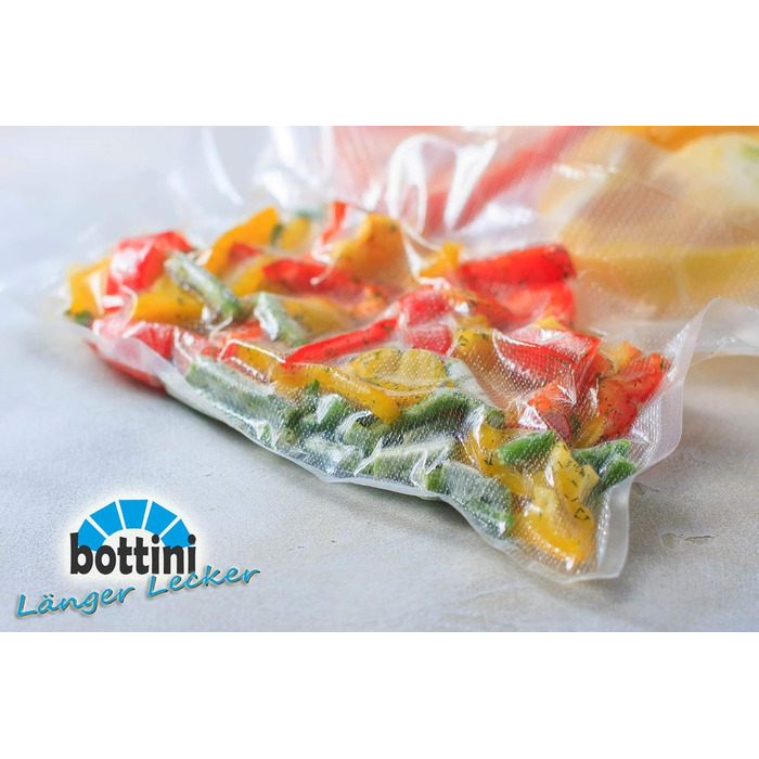 Вакуумні рулони BOTTINI 20x600 см, пакети з фольги PREMIUM, sous vide, для кожного ущільнювача фольги та вакуумного пакувальника, рулони з фольги для харчових продуктів, 4